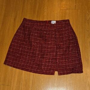 Blue Rain Francesca's Red Vintage Preppy Sparkly Plaid Mini Skirt Size Small
